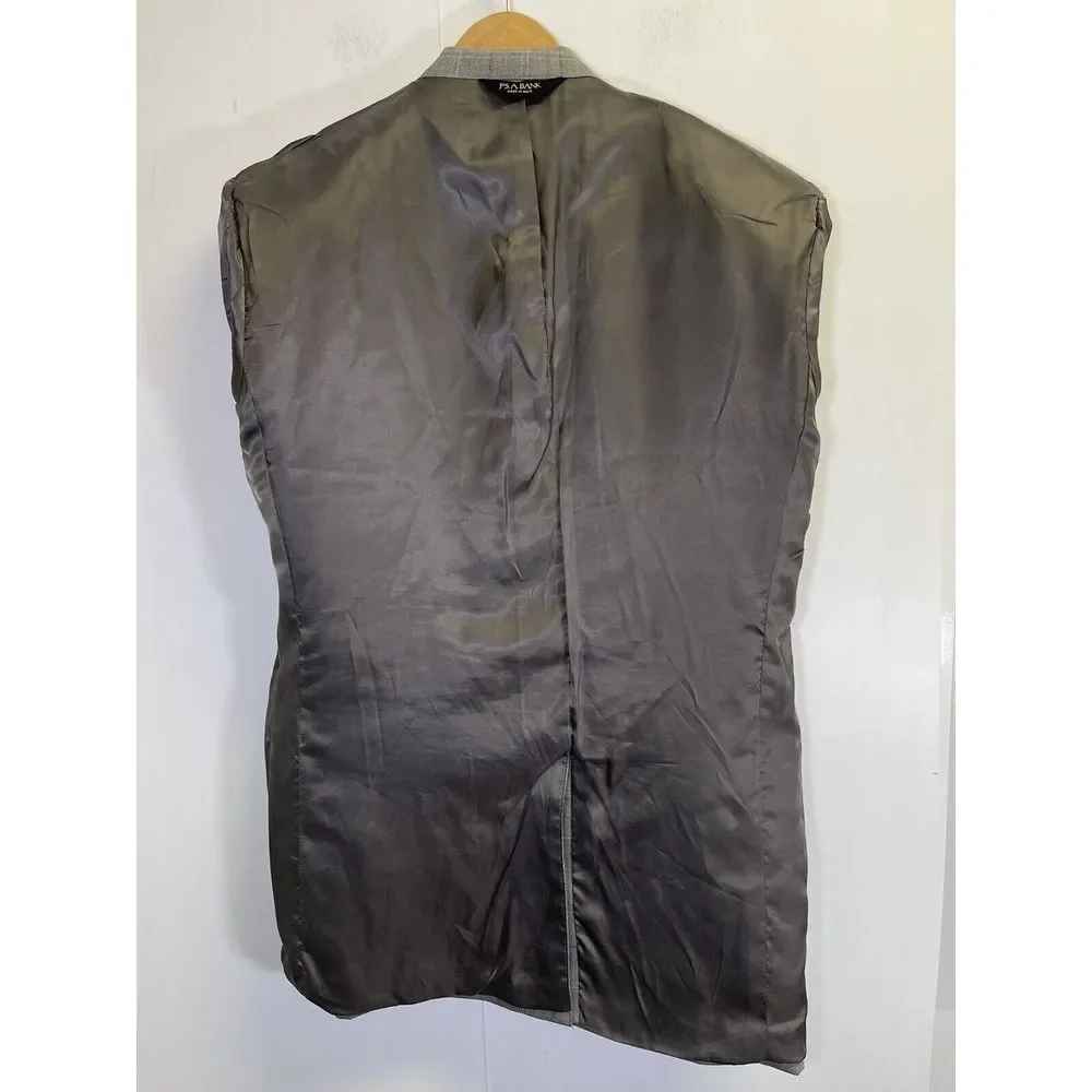 Jos A Bank Men's 41L Wool Gray Plaid 2 Button Sport Coat Blazer‎ Jacket